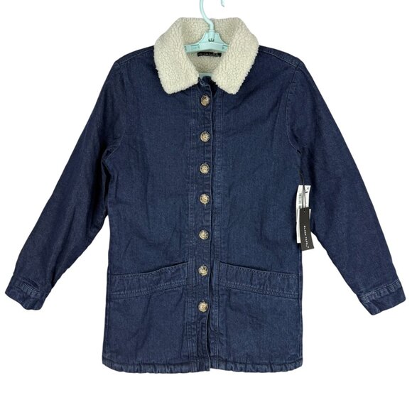 NWT Black Tape Women's Sherpa Lined Buttons Front Blue Denim Jacket Size XS $129 - Picture 4 of 12